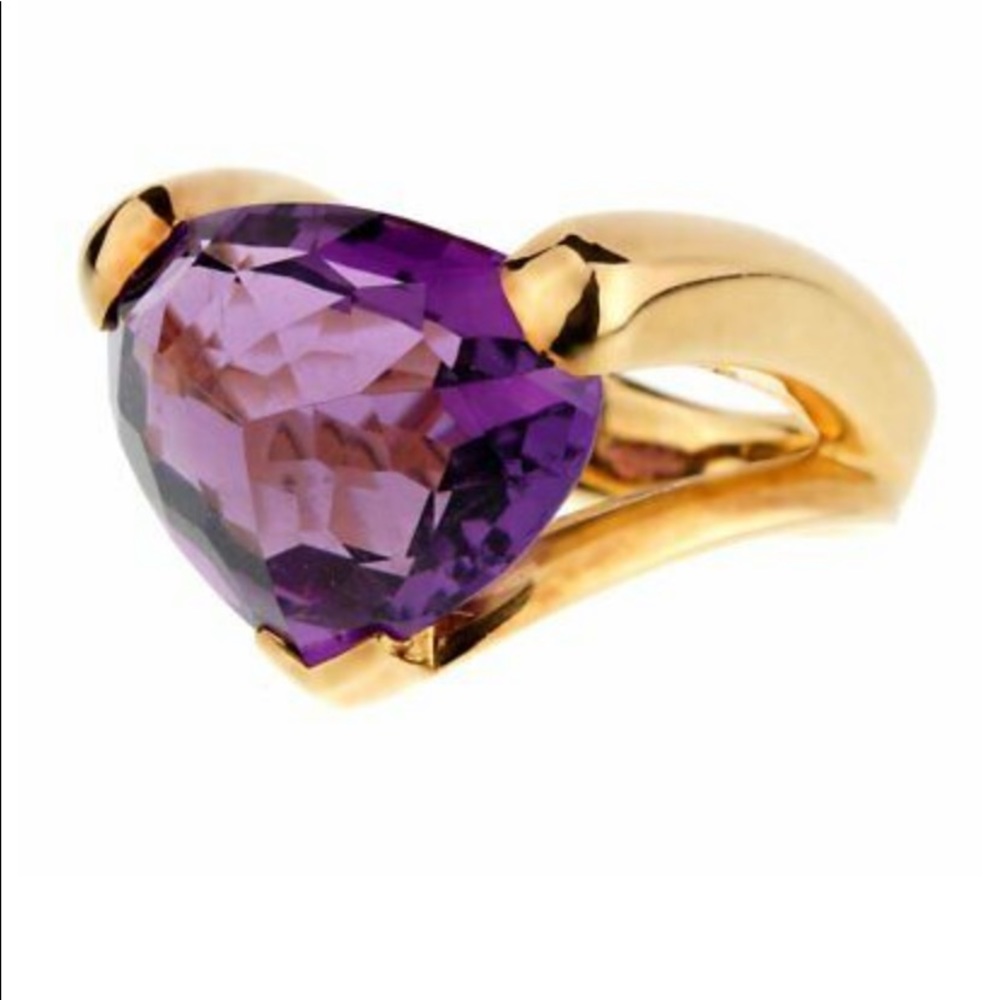 Antonini Amethyst Gold Cocktail Ring Size 6 1/2